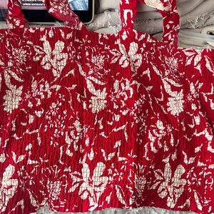 Old Navy Red and White Floral Crop Top